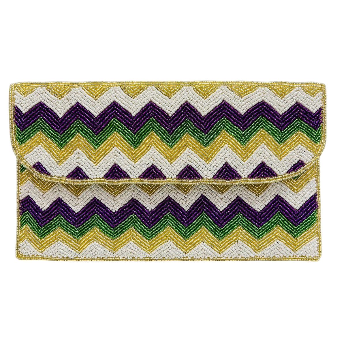 Mardi Gras Beaded Clutch Purse Hand-Beaded Festive Evening Bag for Parades
