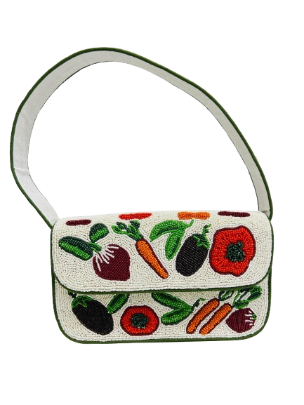 Handmade Beaded Vegetable Shoulder Bag Boho Floral Bag