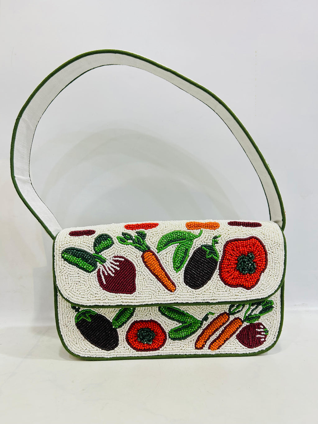 Handmade Beaded Vegetable Shoulder Bag Boho Floral Bag