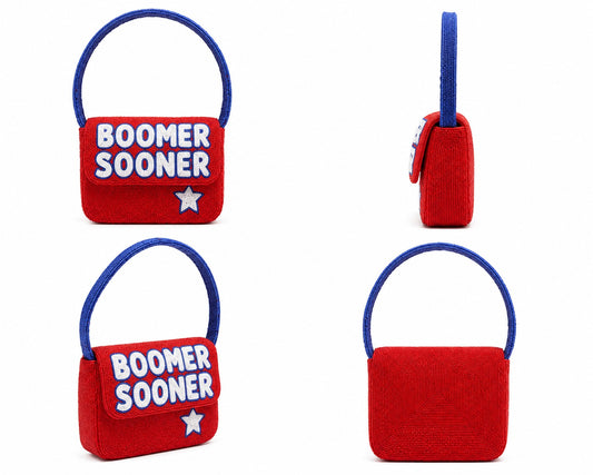 Boomer Sooner Beaded Shoulder Bag Game Day inspired beaded Purse