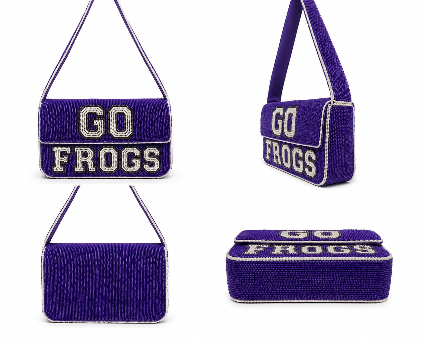 Blue and White Gameday Beaded Shoulder Bag