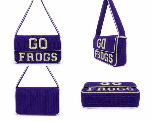 Blue and White Gameday Beaded Shoulder Bag