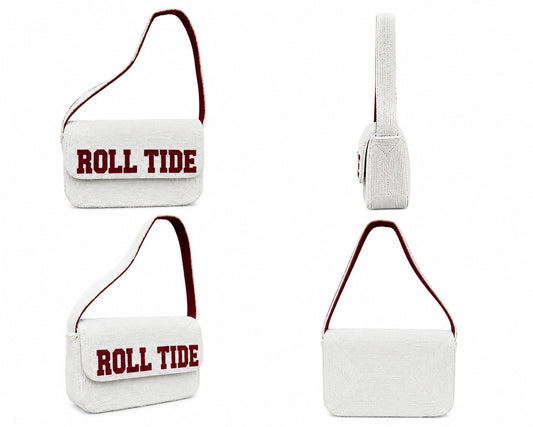 Roll Tide Beaded Shoulder Bag Crimson & White Game Day Purse