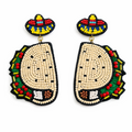 Taco Beaded Earrings Fiesta Taco Theme Jewelry Cinco de Mayo Party Earrings