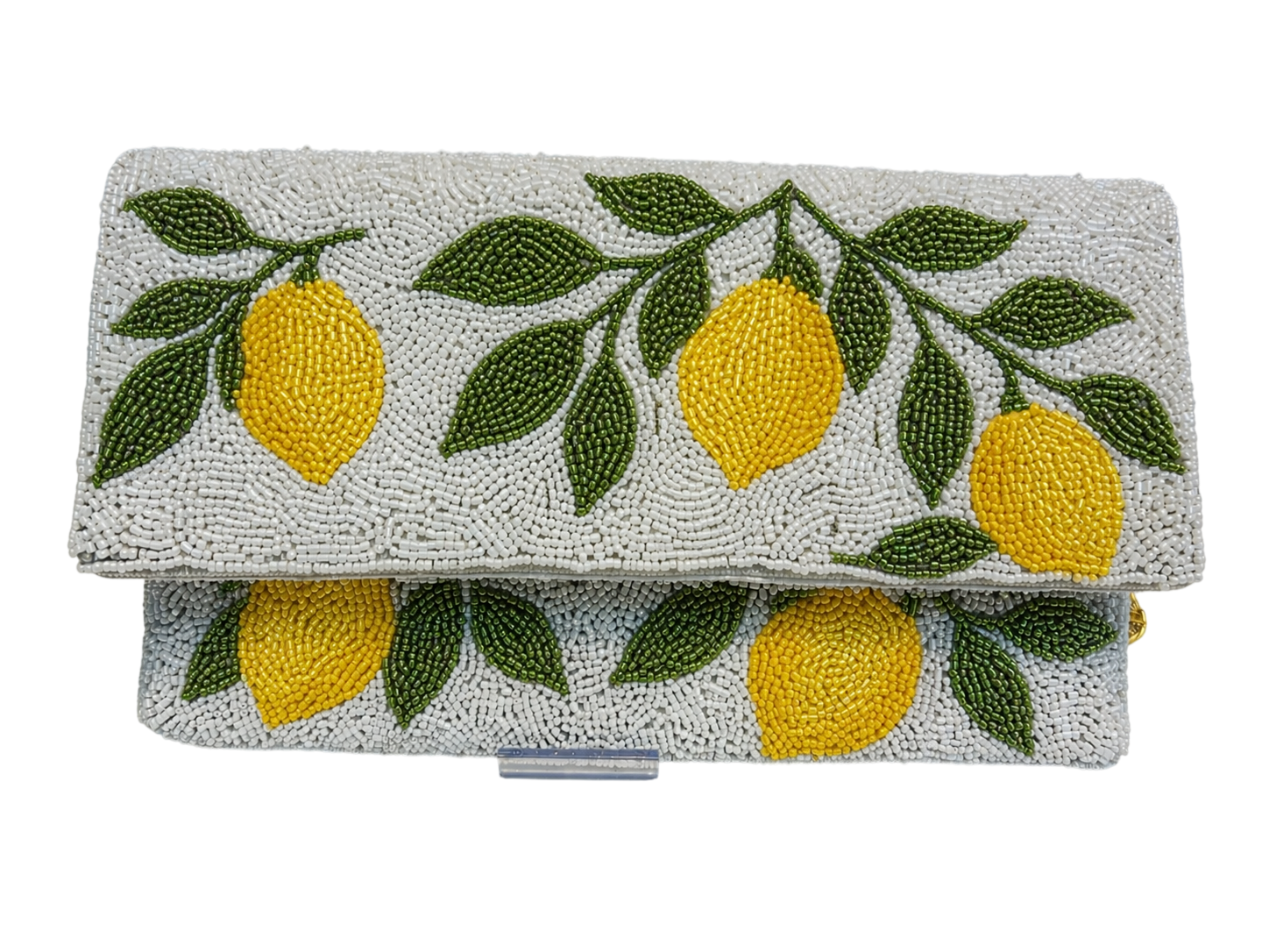 Handcrafted Beaded Lemon Clutch Fresh Summer Party Bag