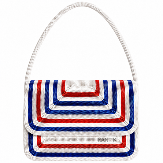 Patriotic Red White & Blue Beaded Shoulder Bag 4th of July Handbag