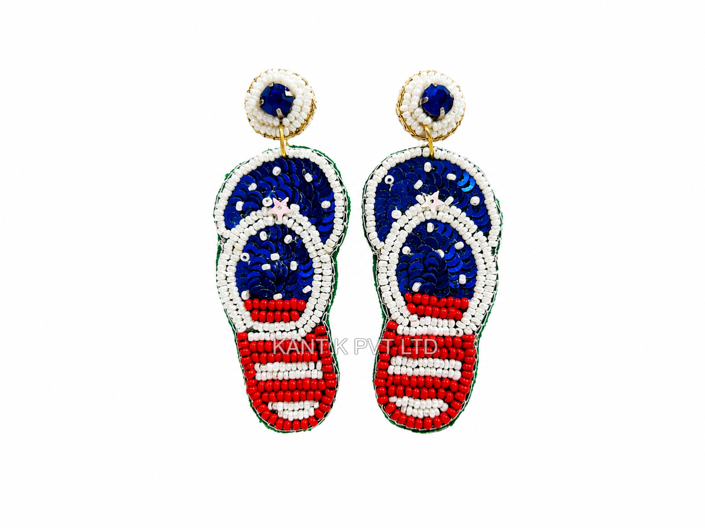 USA Flip Flops Beaded Earrings