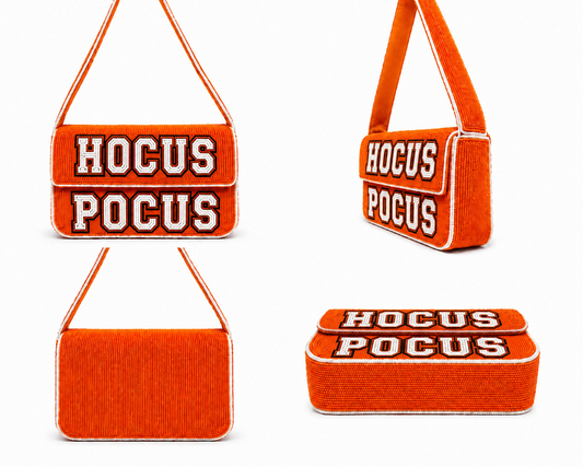 HOCUS POCUS Beaded Shoulder Bag Spooky Chic Halloween Statement Purse