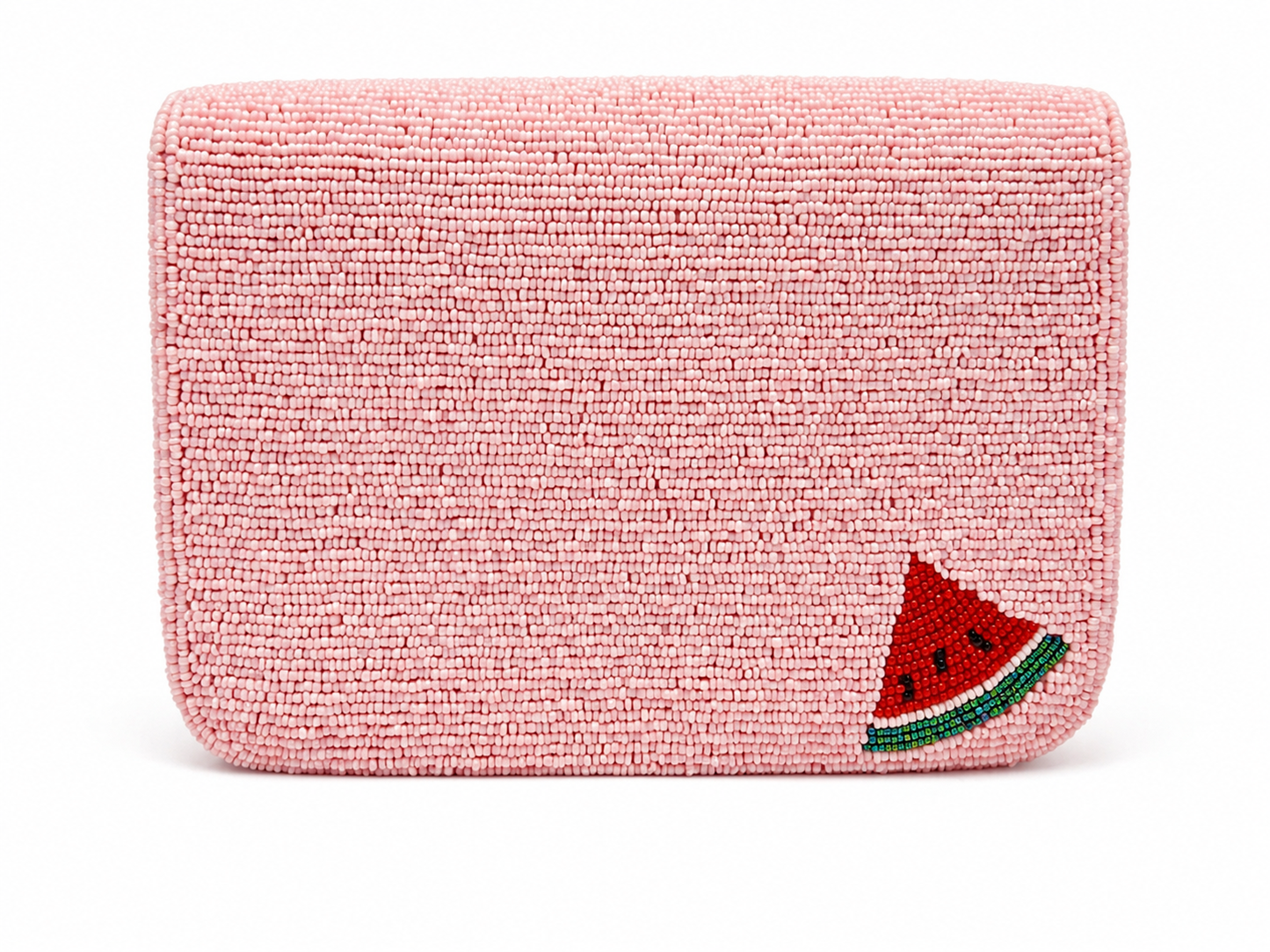 Watermelon Pink Beaded Shoulder Bag Chic Handmade Evening & Party Purse