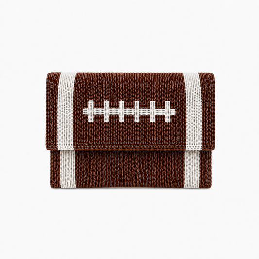 Handcrafted Football Beaded Clutch