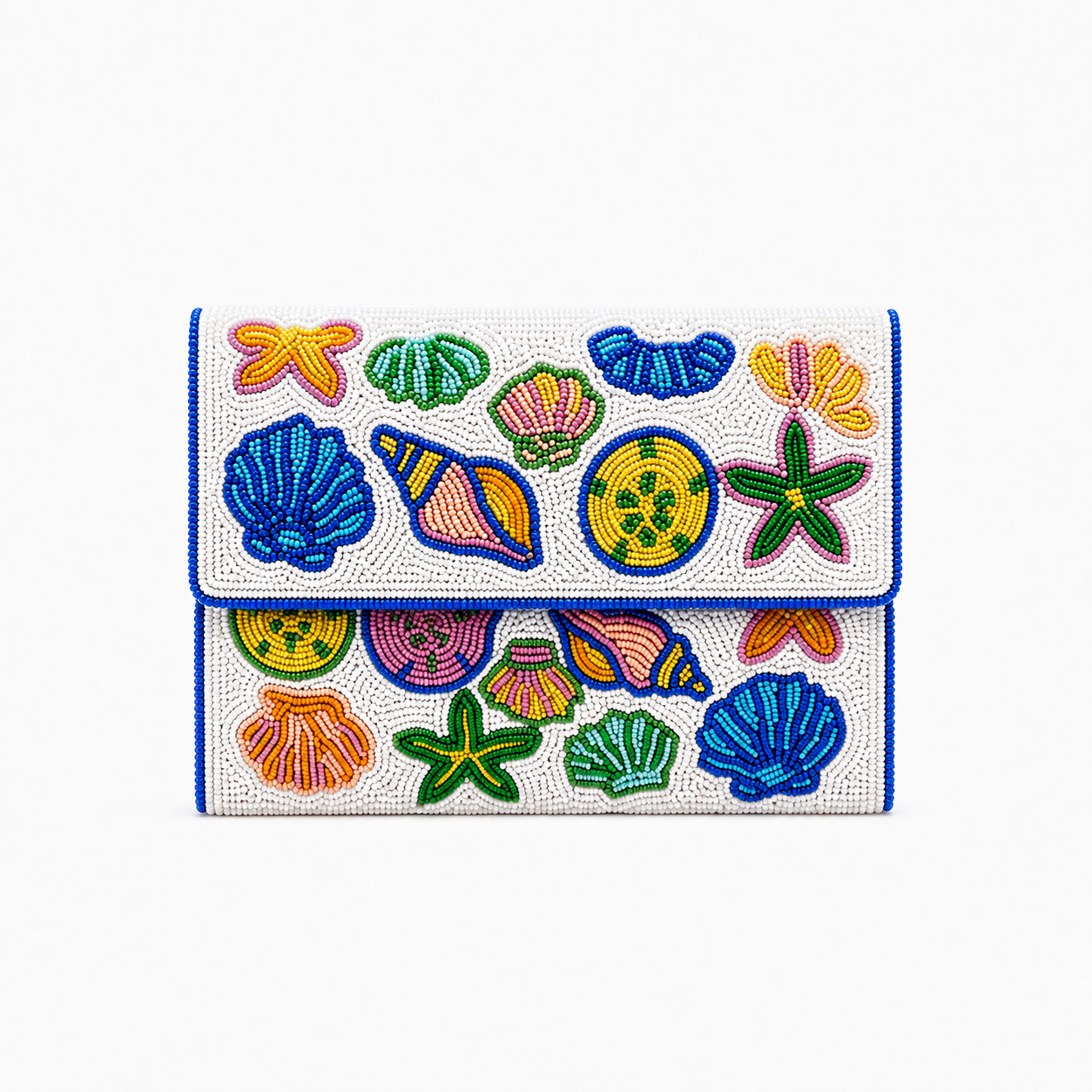 Handcrafted Beaded Clutch with Colorful Seashells & Starfish Design