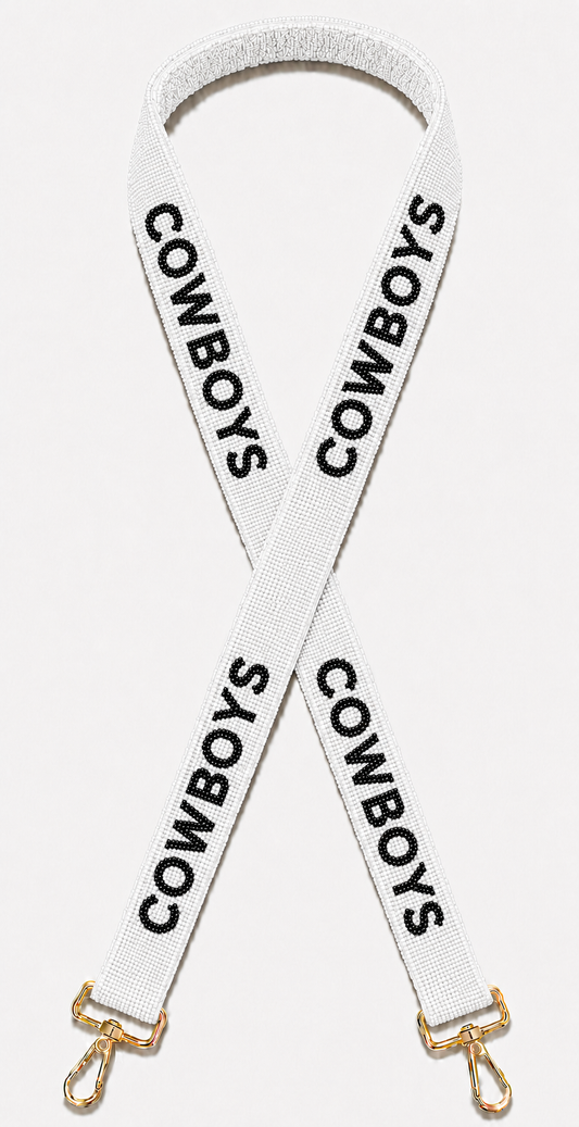 Cowboys White & Black Beaded Adjustable Bag Strap