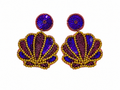 Handmade Purple Beaded Seashell Earrings