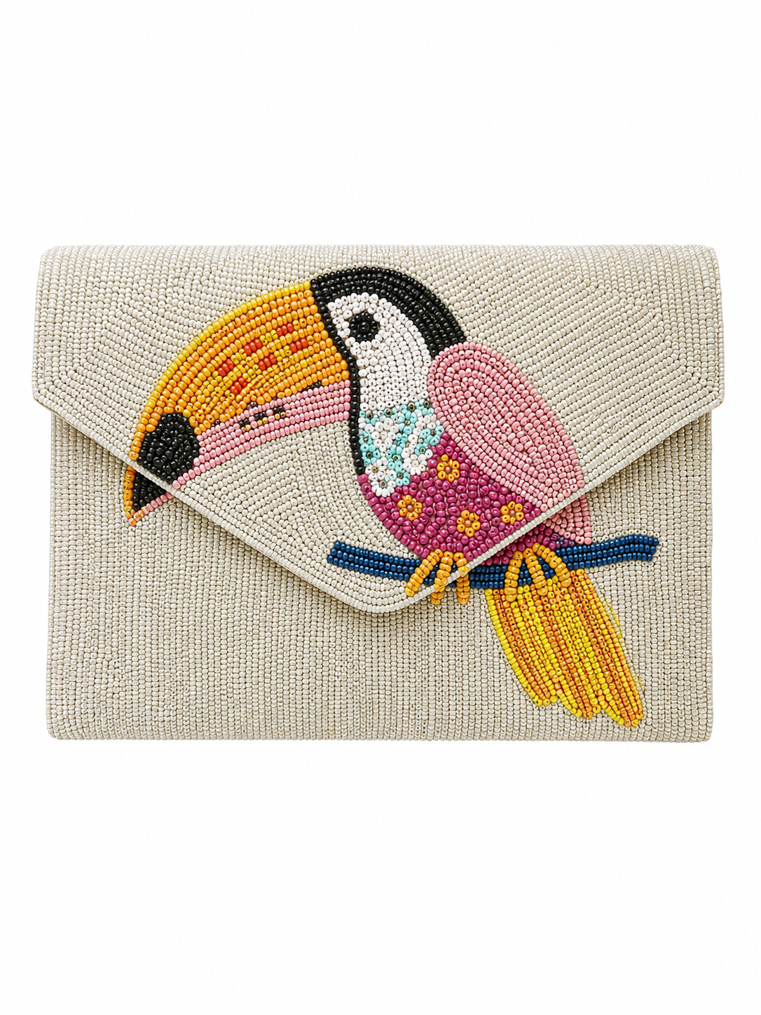 Handmade Beaded Bird Clutch Bag Artisan Embroidered Evening Purse