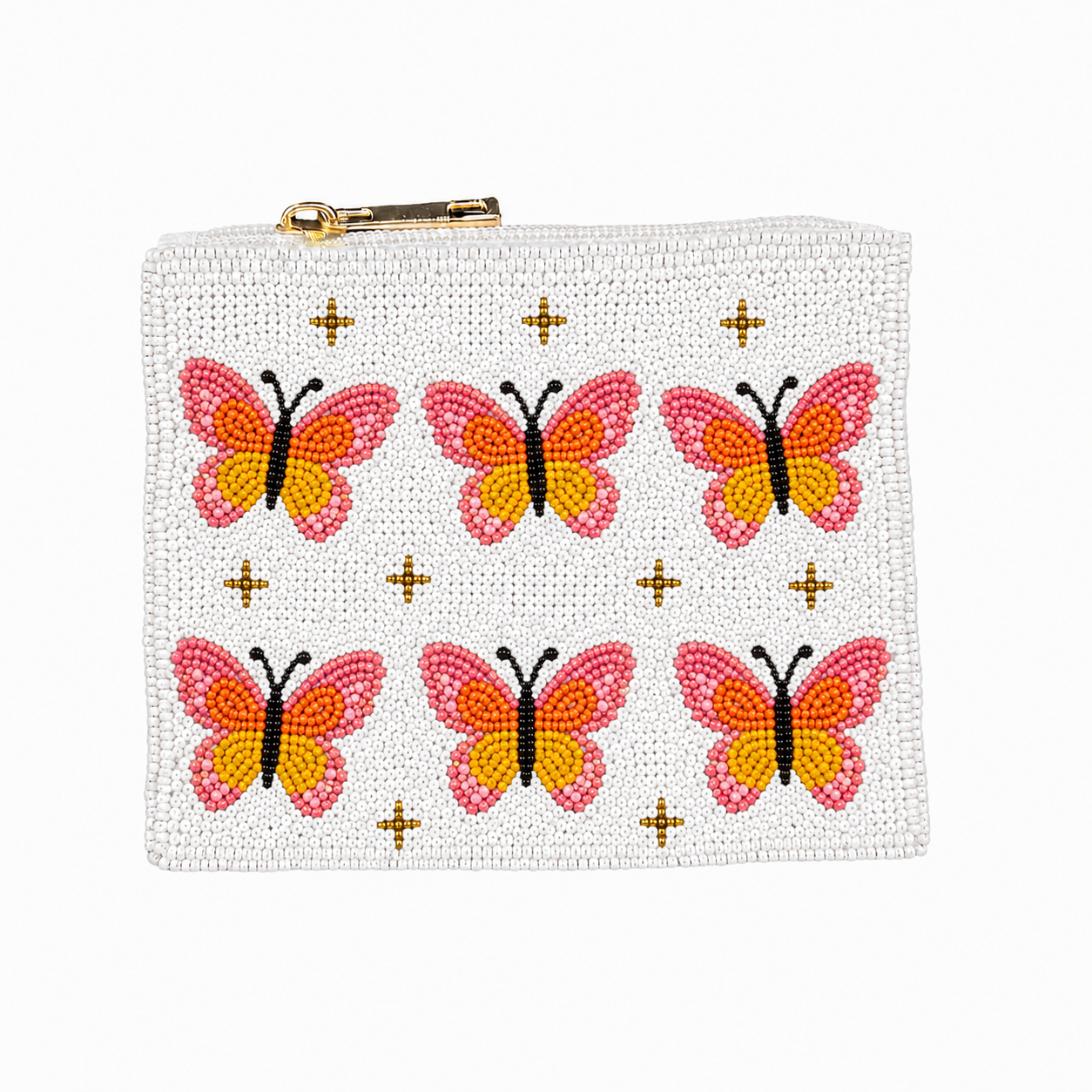 Handmade Butterfly Beaded Coin Purse Vintage Style Mini Pouch for Coins