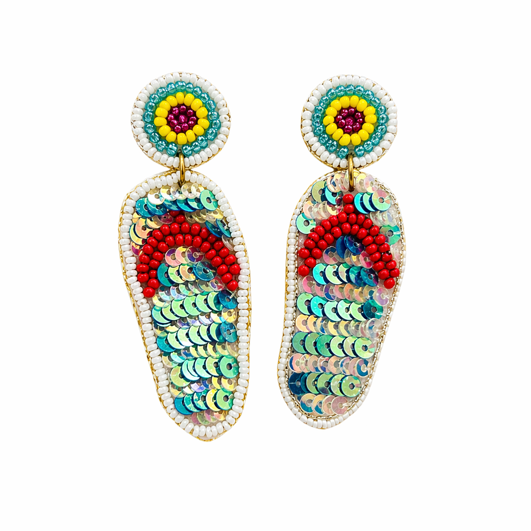 Beach Flip-Flop Bead Drop Earrings Summer Vacation Boho Jewelry