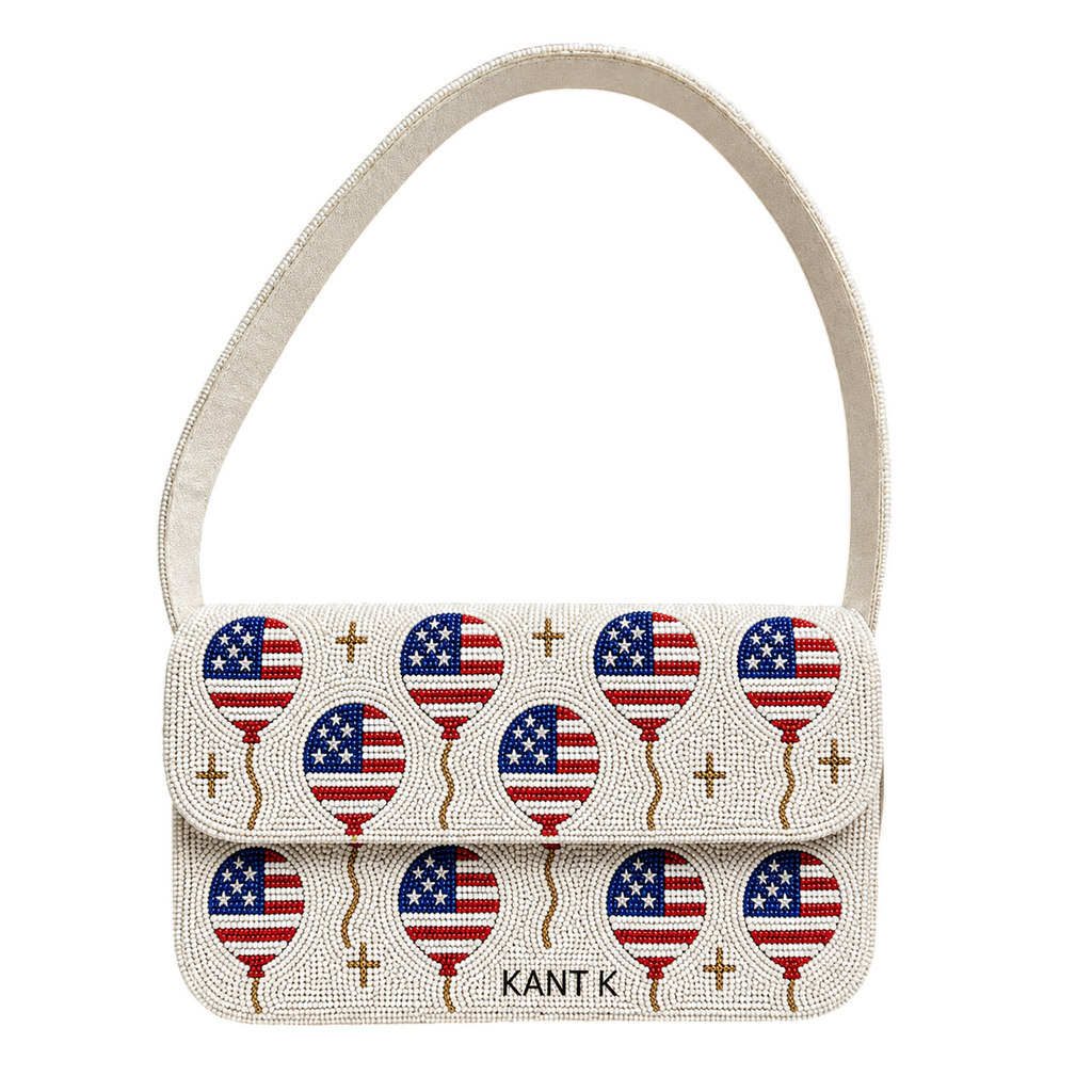 USA Patriotic Beaded Purse Stylish 4th of July Shoulder Bag
