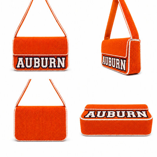 Auburn Beaded Gameday Shoulder Bag Handmade Football Stadium Style Purse