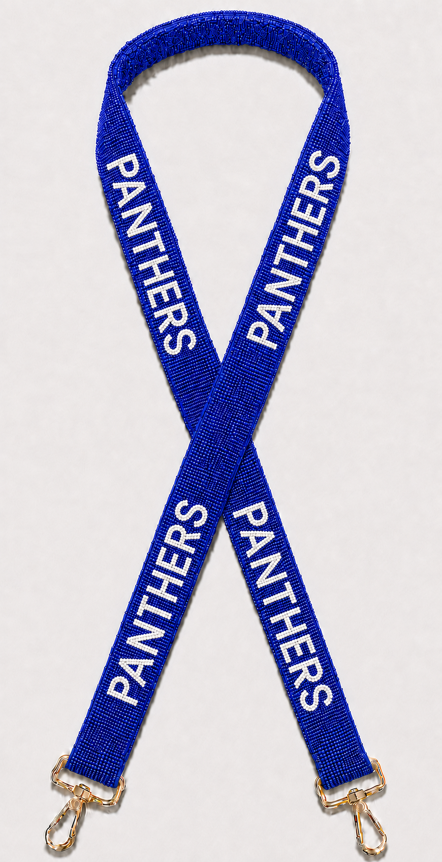 Blue and White Panthers Gameday Beaded Bag Strap