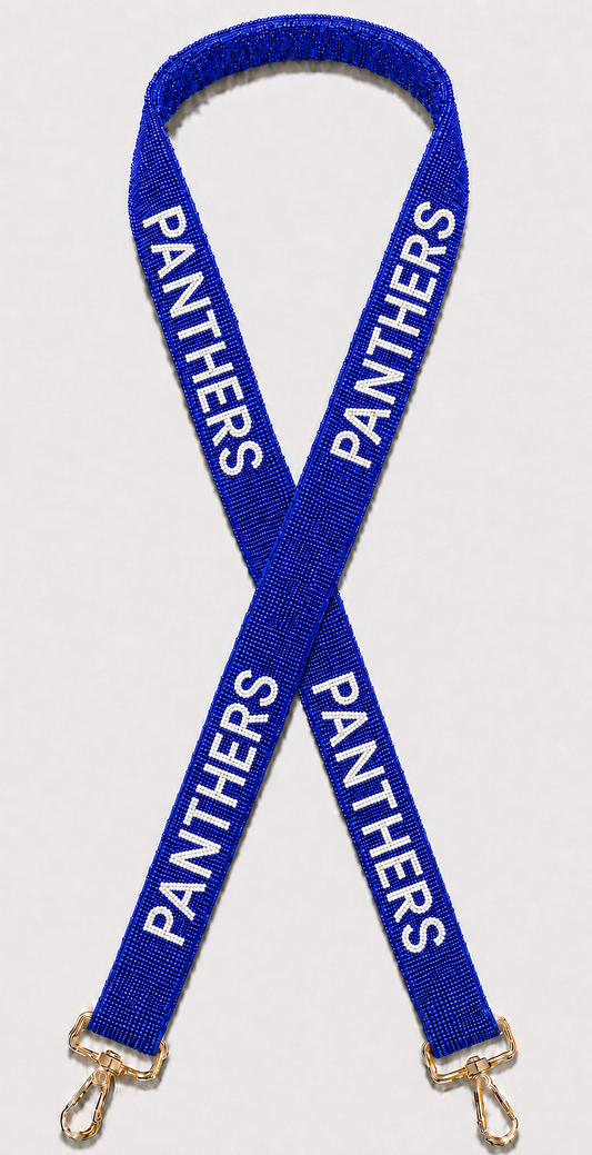 Blue and White Panthers Gameday Beaded Bag Strap