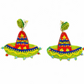 Fiesta Sombrero Beaded Earrings Colorful Cinco de Mayo Statement Jewelry