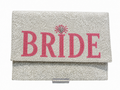 Handmade White and Pink Beaded Bridal Clutch Wedding Evening Purse