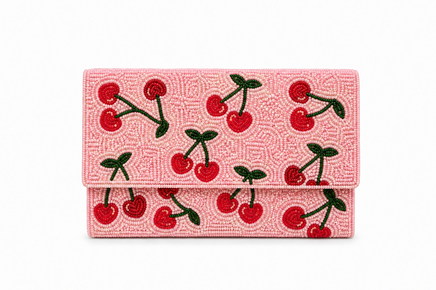 Charming Pink Seed-Beaded Clutch