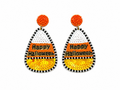 Happy Halloween Colorful Candy Corn Beaded Earrings