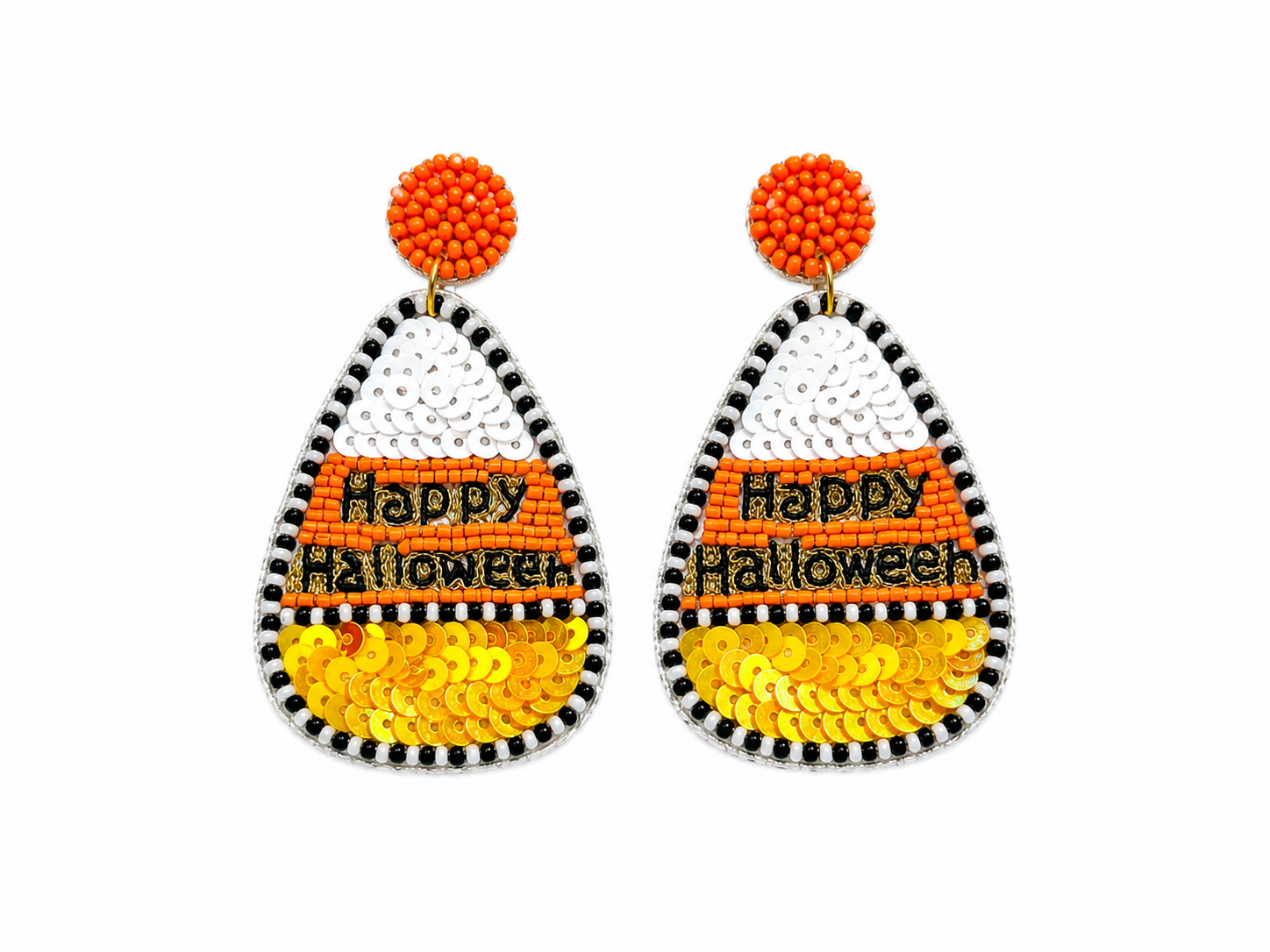 Happy Halloween Colorful Candy Corn Beaded Earrings