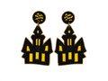 Halloween Haunted House & Ghost Seed Bead Drop Earrings