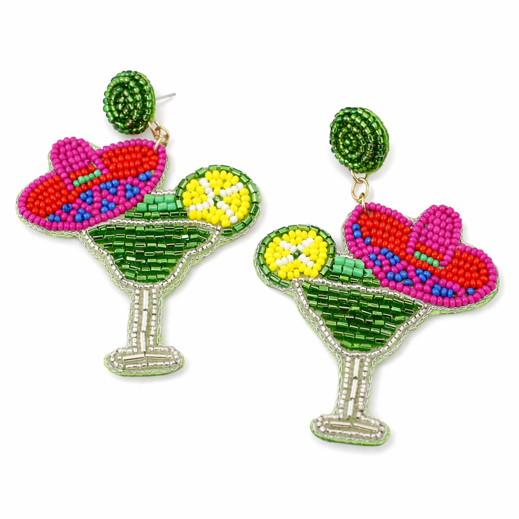 Beaded Multicolor Margarita Earrings Fiesta Cinco de Mayo Jewelry