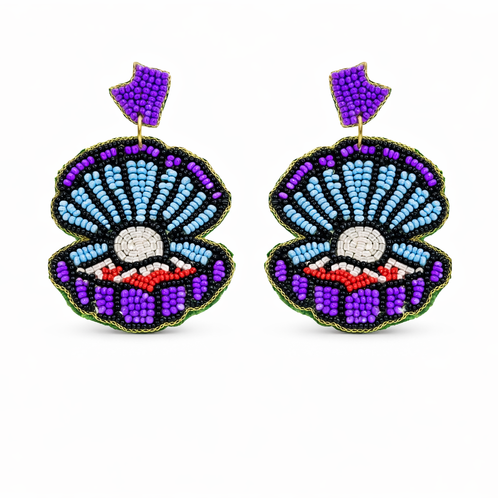 Beaded Shell Drop Earrings Beach-Inspired Bohemian Style