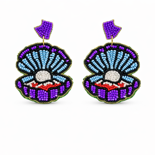 Beaded Shell Drop Earrings Beach-Inspired Bohemian Style