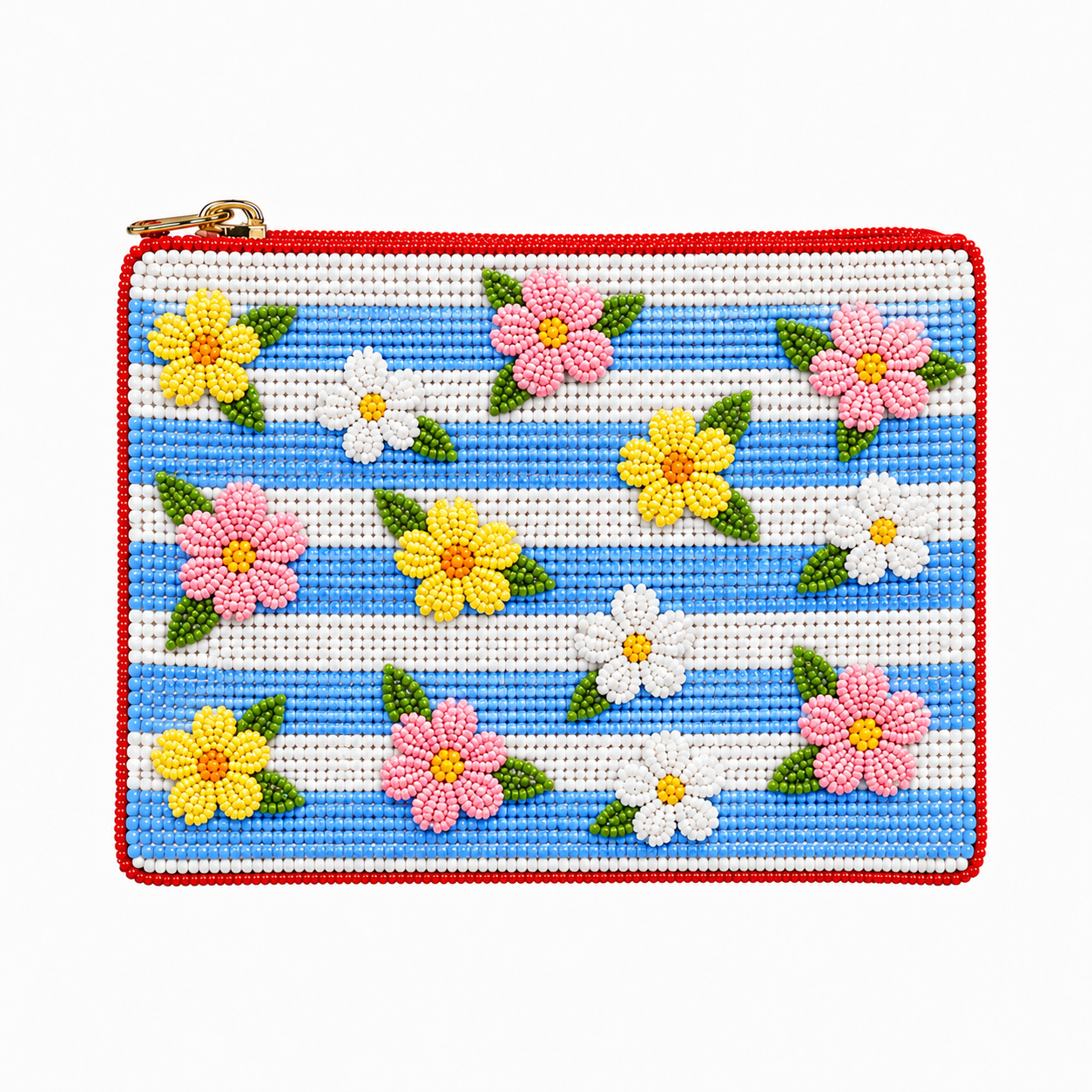 Floral Beaded Coin Purse Handmade Vintage Style Mini Clutch