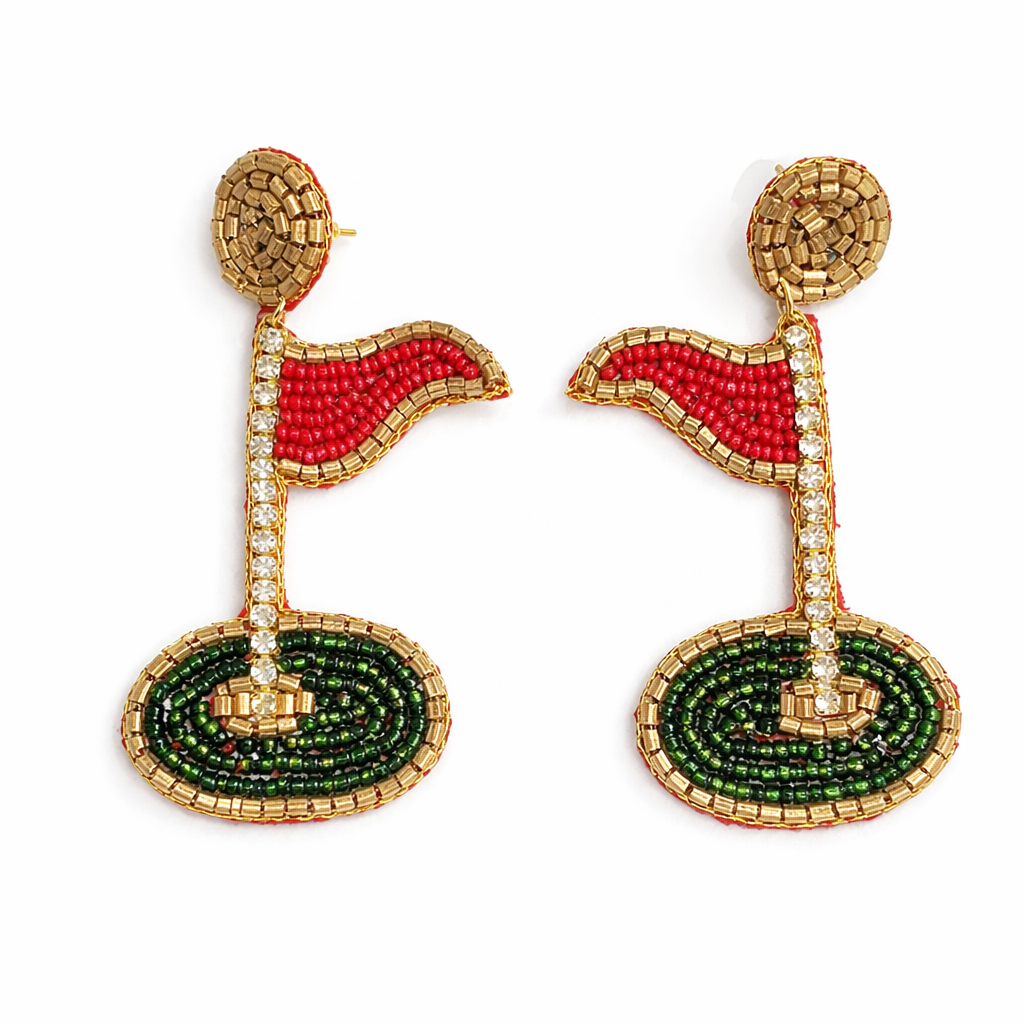 Golf Seed Beaded Clip-On Earrings