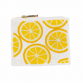 Handmade White and Yellow Summer Lemon Beaded Coin Purse