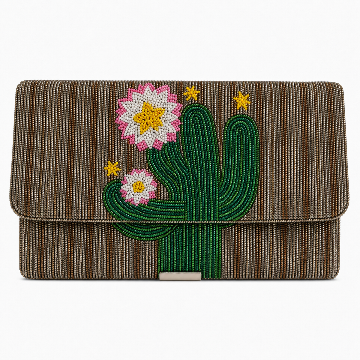 Cactus Beaded Clutch Bag Handcrafted Statement Evening Purse Beaded Handbag