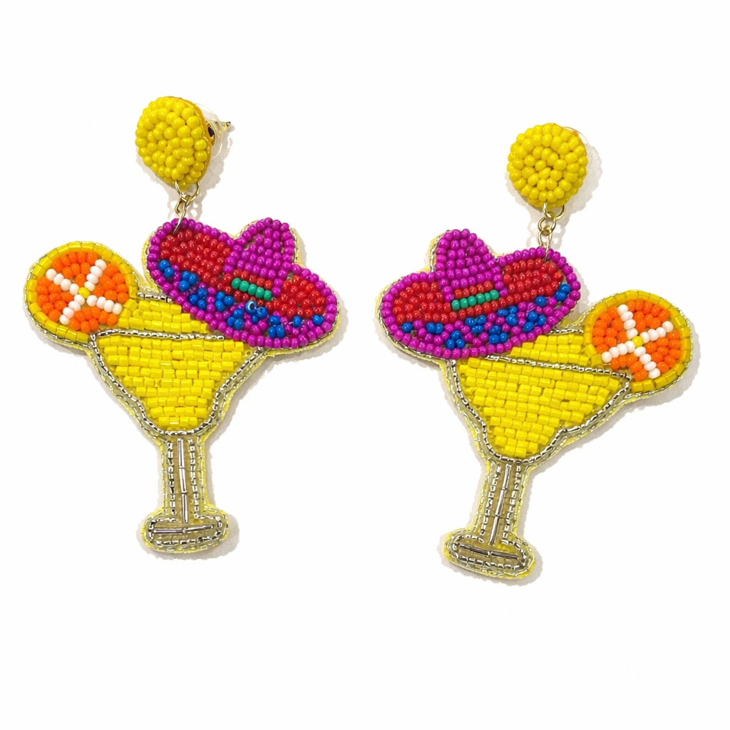 Beaded Margarita Earrings Fiesta Cinco de Mayo Jewelry