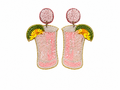 Pink Beaded Cocktail Statement Earrings