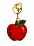 Red Apple Beaded Keychain Cute Handmade Fruit Charm