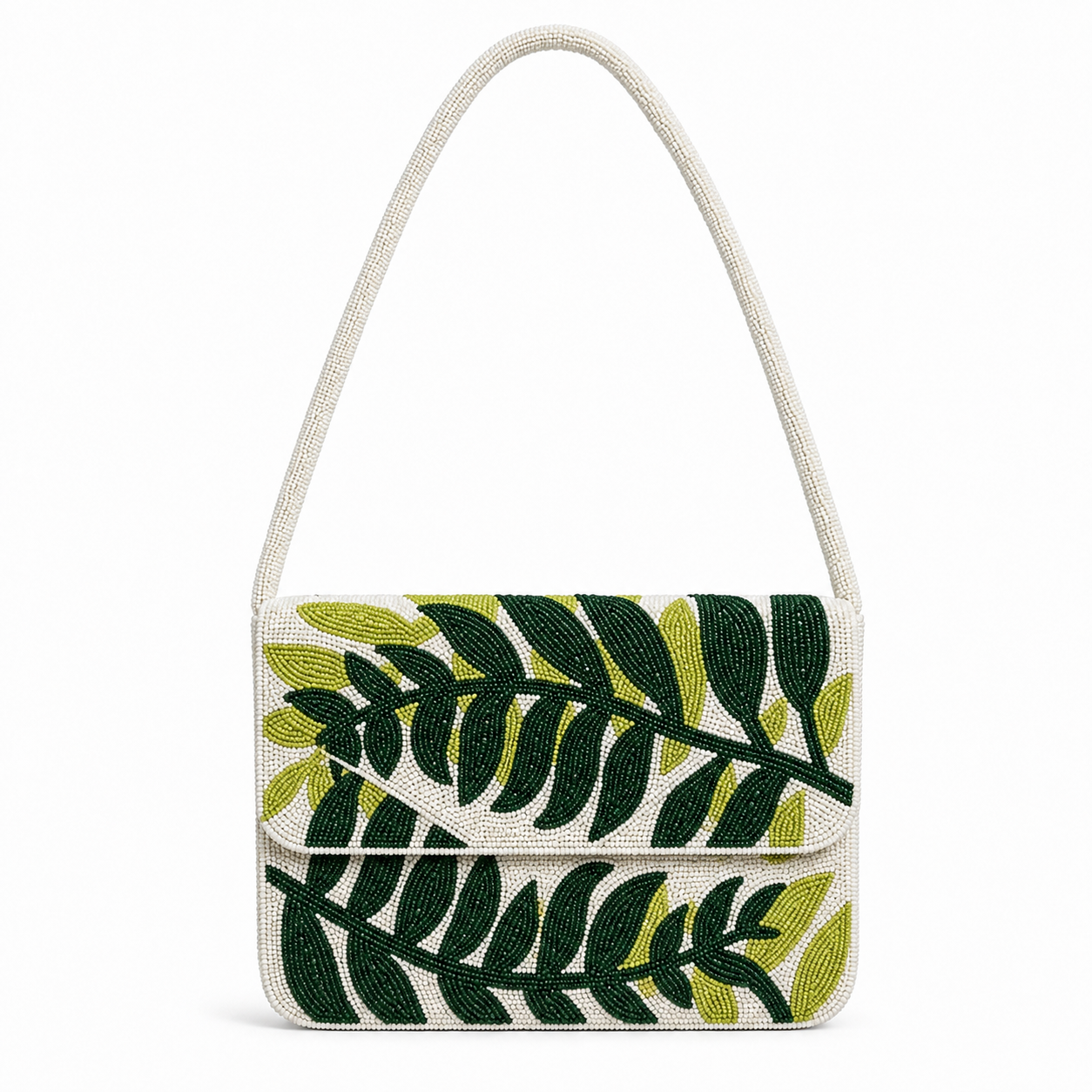 Handmade Beaded Leaf Embroidery Shoulder Bag for Women