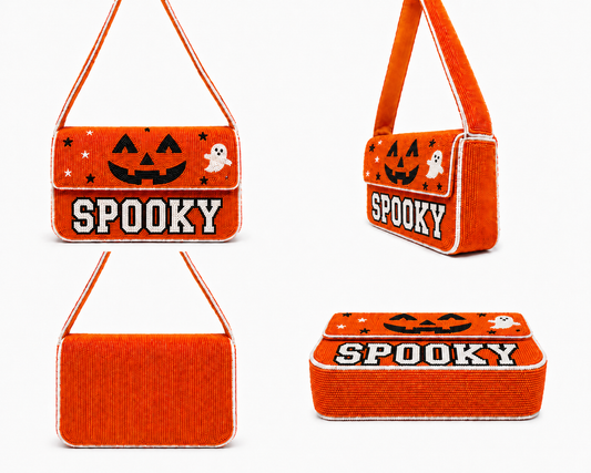 Spooky Beaded Shoulder Bag Halloween-Inspired Handcrafted Statement Purse