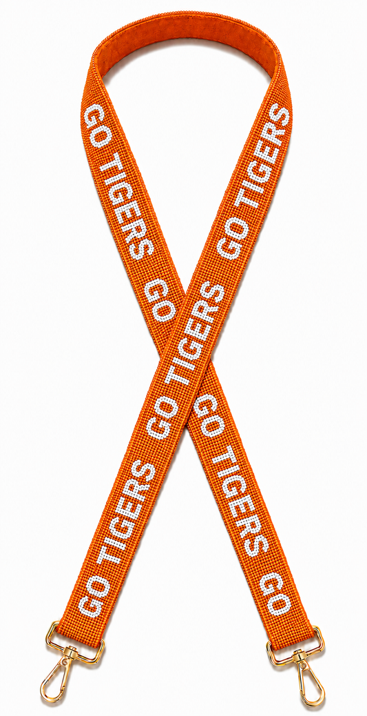 GO Tigers Gameday Beaded Bag Strap Handmade Team Spirit Purse Strap