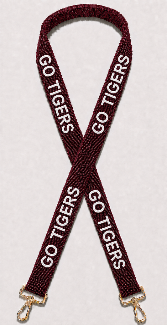 GO TIGERS Beaded Purse Strap, Football Gameday Purse Strap