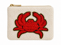 Crab Beaded Coin Purse Handmade Coastal Mini Pouch