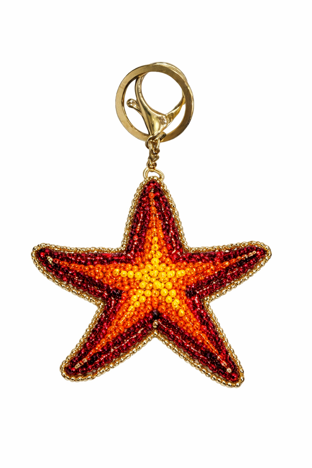 Handmade Starfish Beaded Keychain Ocean-Inspired Charm