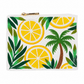 Handcrafted Tropical Summer Lemons & Palm Tree Beaded Coin Pouch