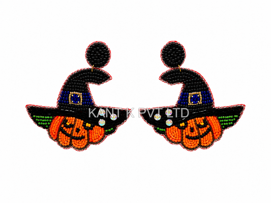Handmade Halloween Beaded Statement Earrings
