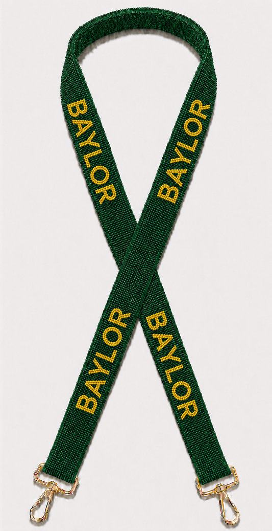 Baylor Gameday Beaded Strap Green & Yellow College Football Bag Strap