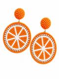 Handmade Orange Beaded Earrings Tropical Fruit Jewelry